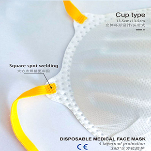 Cup type disposable medical Mask 4-ply head loop