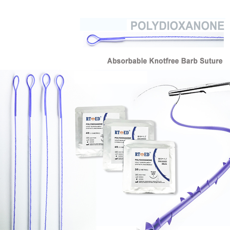 Absorbable knotfree barb suture