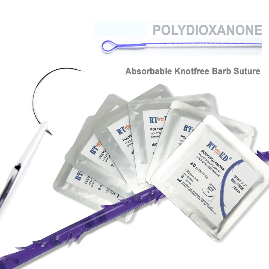 Absorbable knotfree barb suture