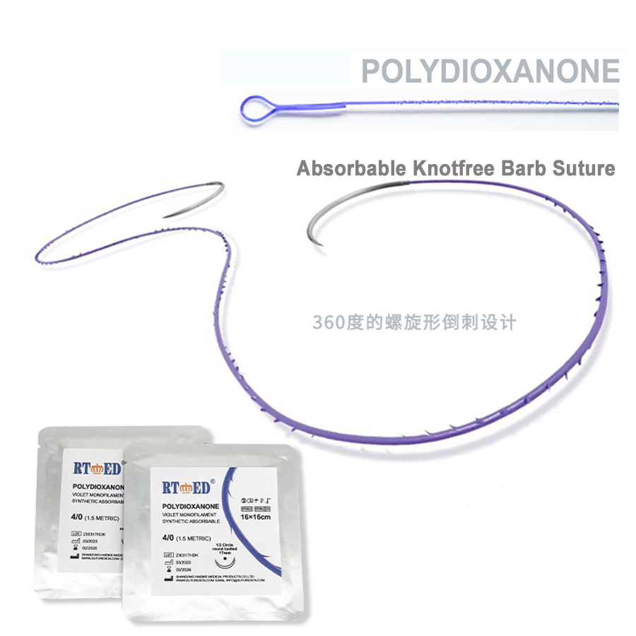 Absorbable knotfree barb suture